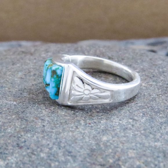 Native American Cobblestone Turquoise and Sterling Silver Statement Ring SZ 7 - Picture 8 of 11